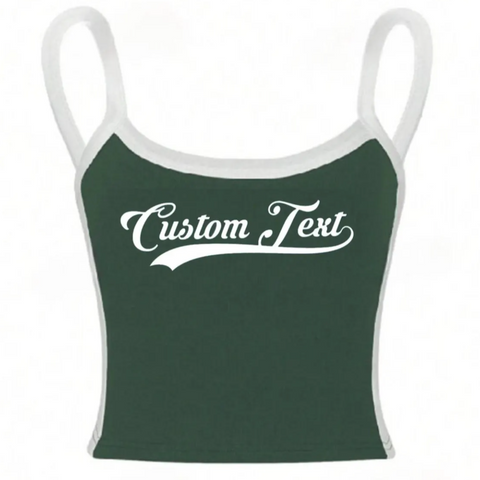 Underline Script Contrast Stitching Tank