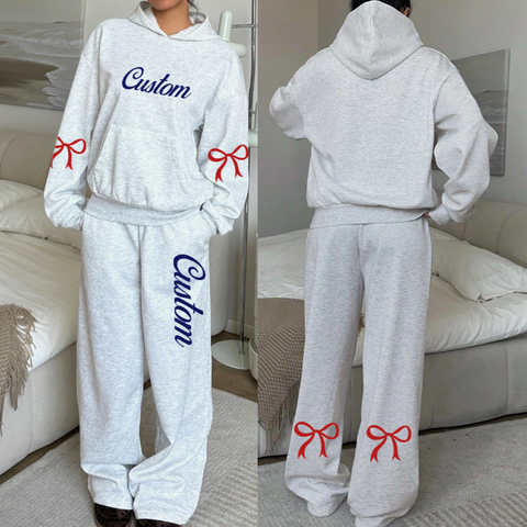 Bow Sweatshirt and Sweatpants Set