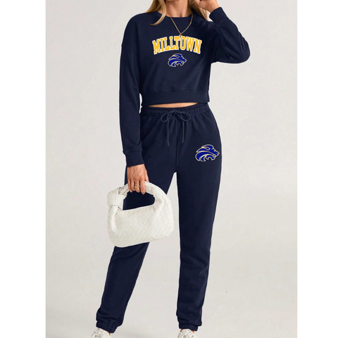 Crop Crew and Pants Set