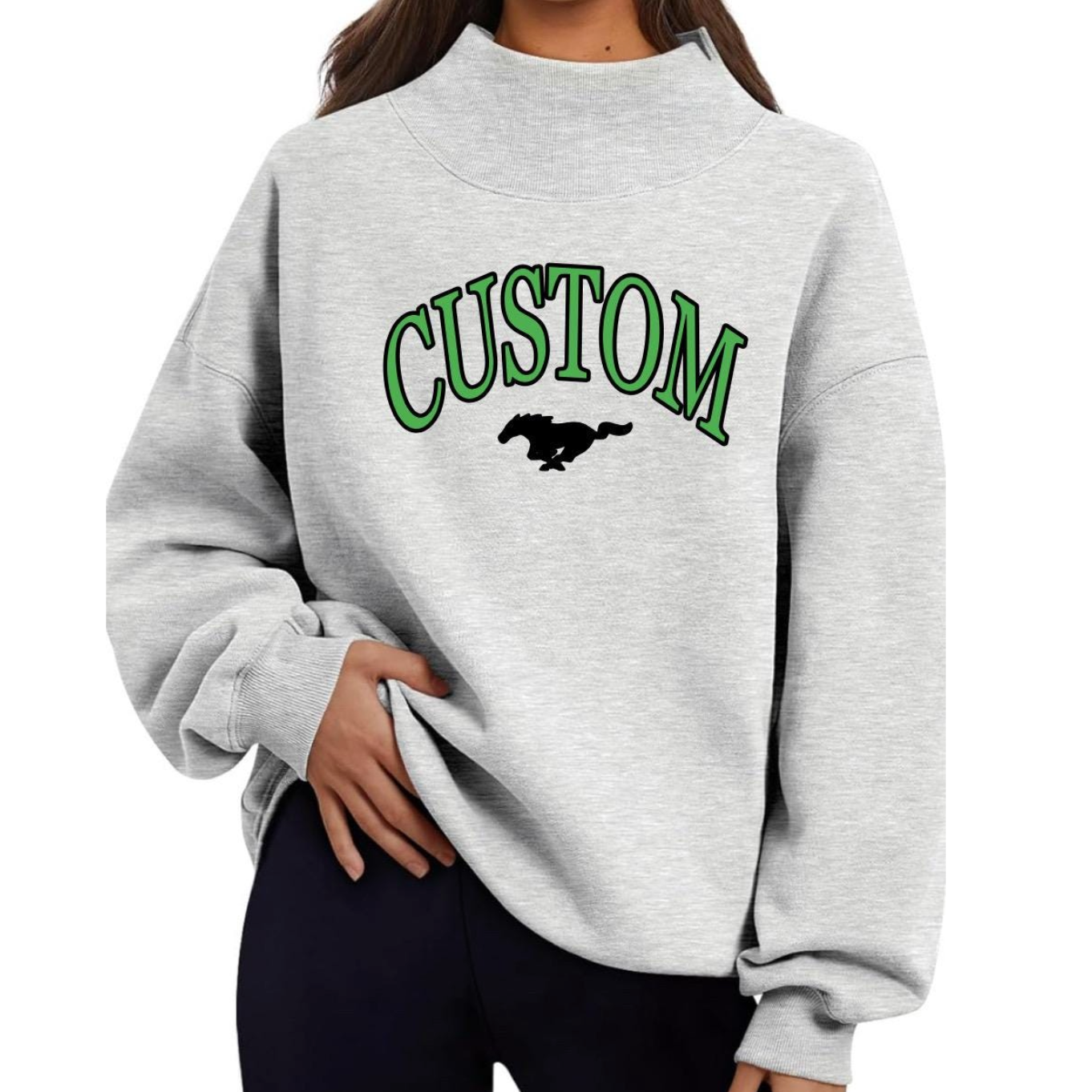 Vintage Style Mock Neck Sweatshirt