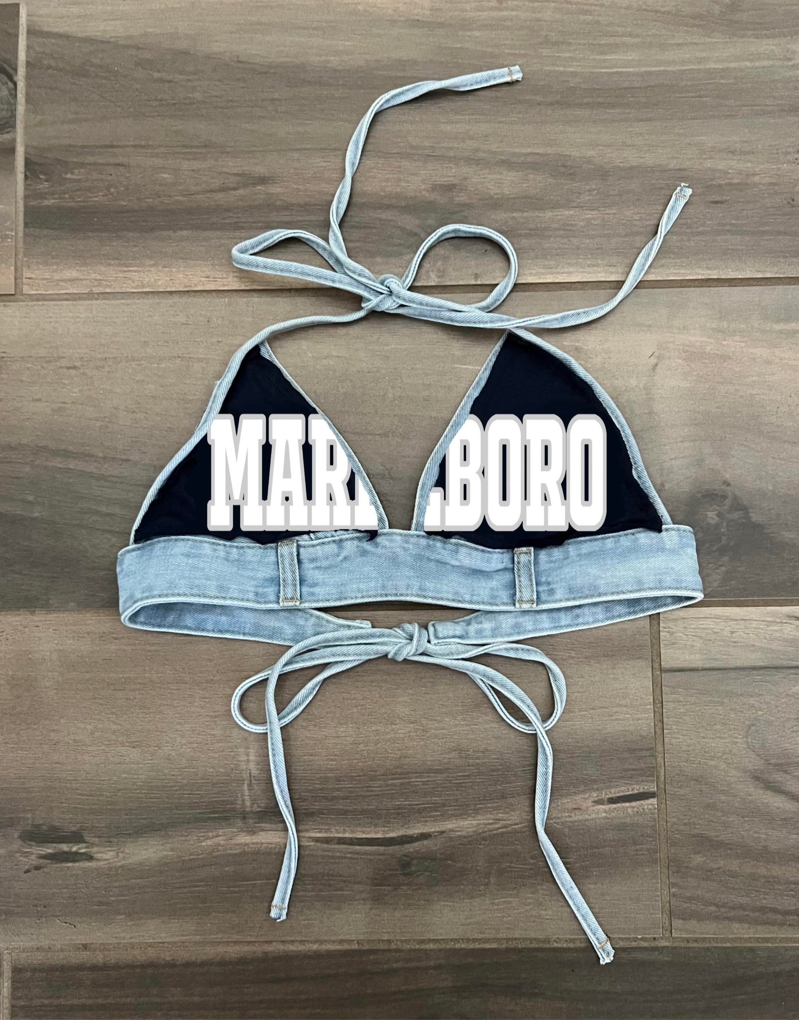 Denim Triangle Bra Top