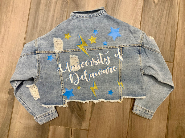 Crop Script Denim Jacket