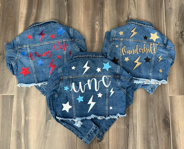 Crop Script Denim Jacket