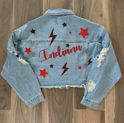 Crop Script Denim Jacket