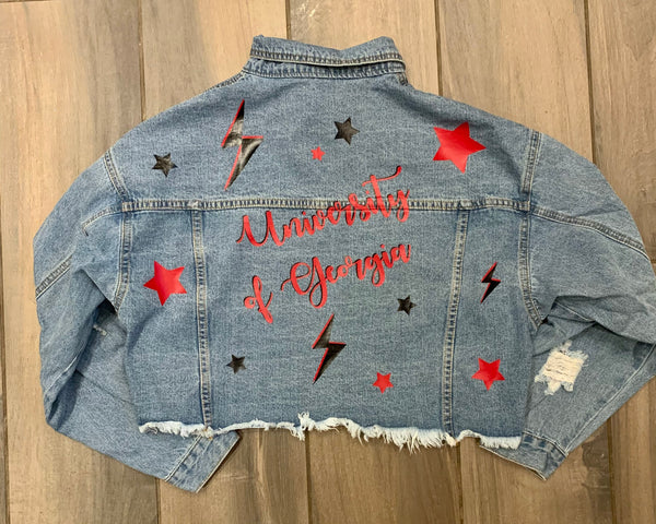 Crop Script Denim Jacket
