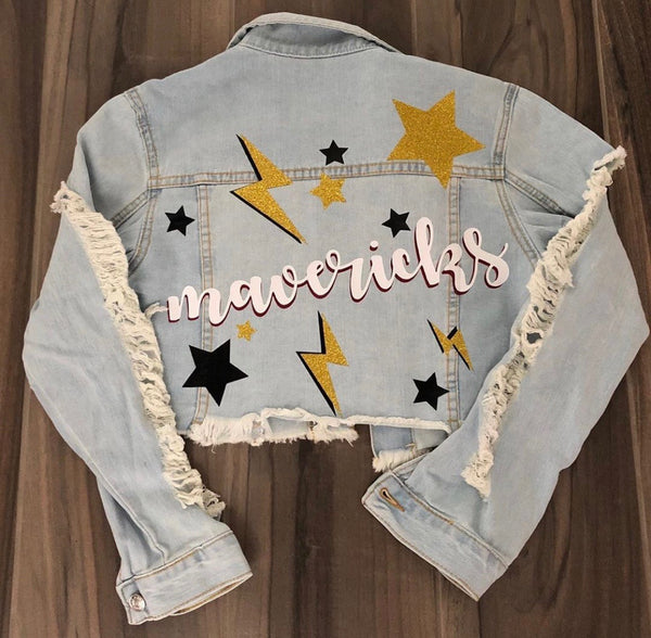 Crop Script Denim Jacket