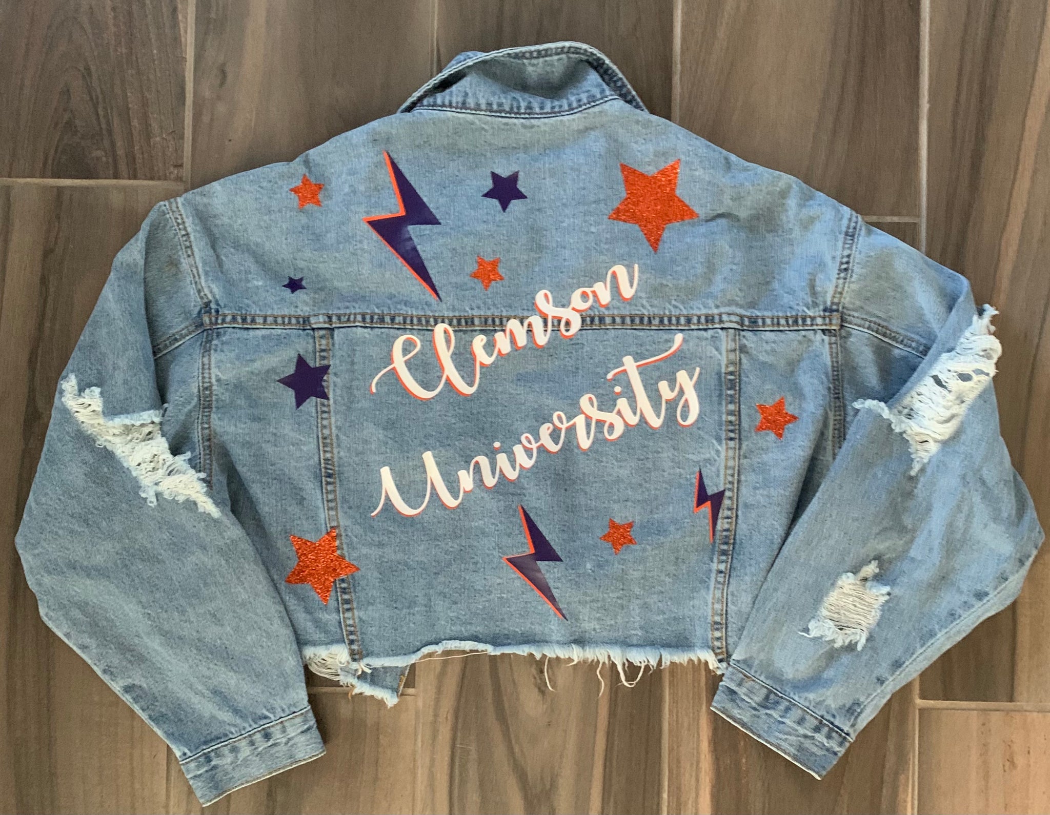 Crop Script Denim Jacket