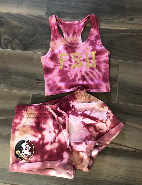 Tie Die Racerback Tank and Tie Dye Shorts Set