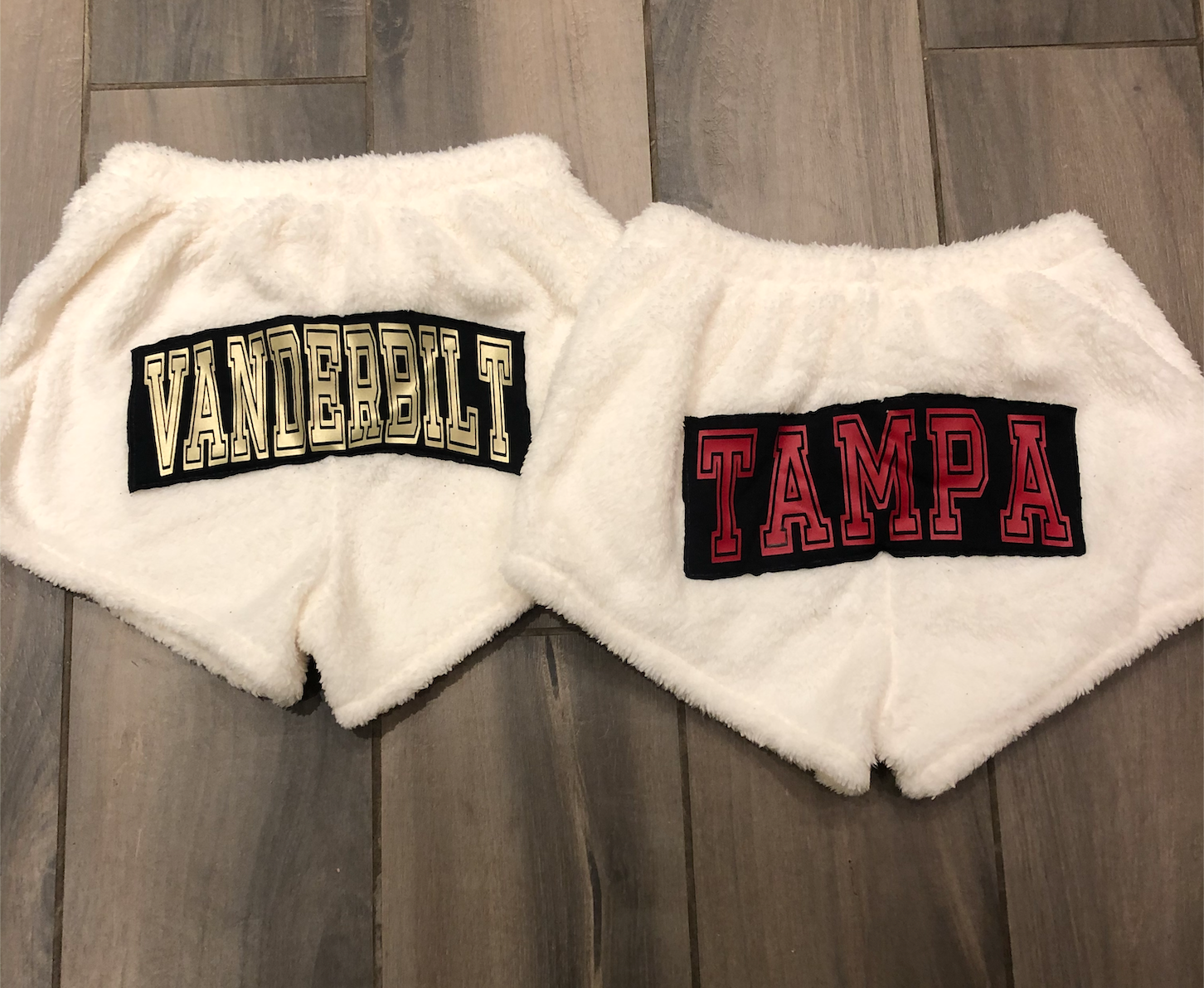 White Fuzzy Drawstring Shorts