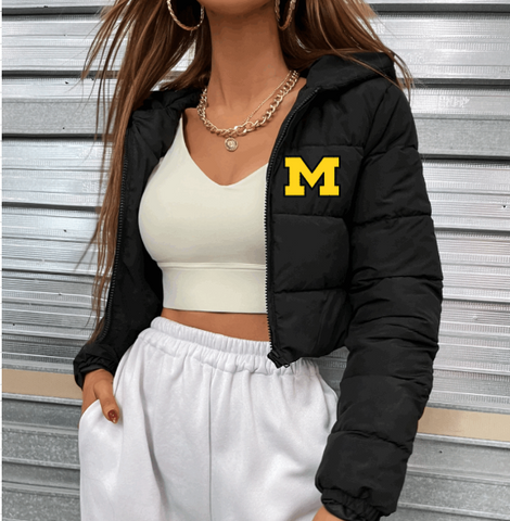 Black Puffer Jacket Crop