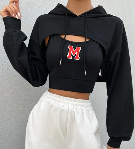 2 Piece Super Cropped Hoodie and Tank