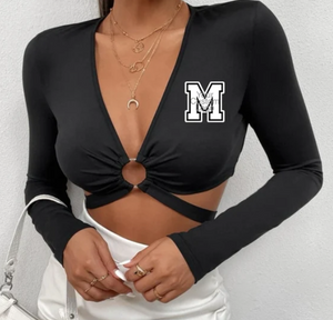 Super Cropped Strappy Long Sleeve Tee