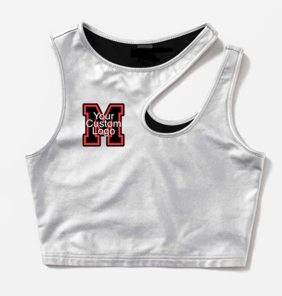 Satin Shoulder Cutout Crop Top