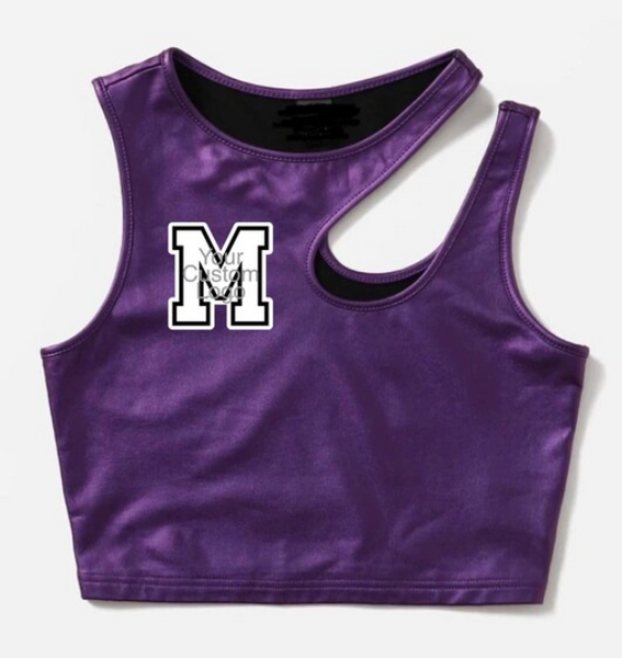 Satin Shoulder Cutout Crop Top