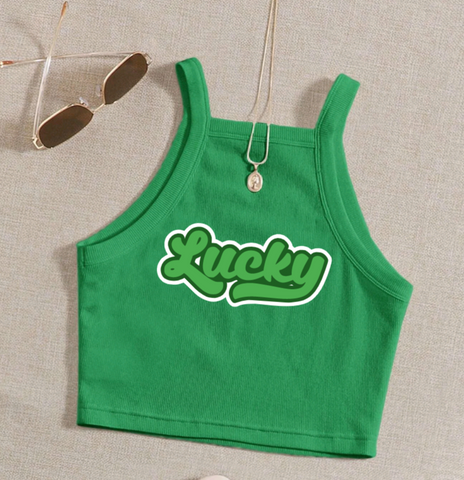 Lucky Layered Script Halter Top