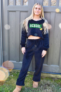 Black Fuzzy Sweater and Pants Set